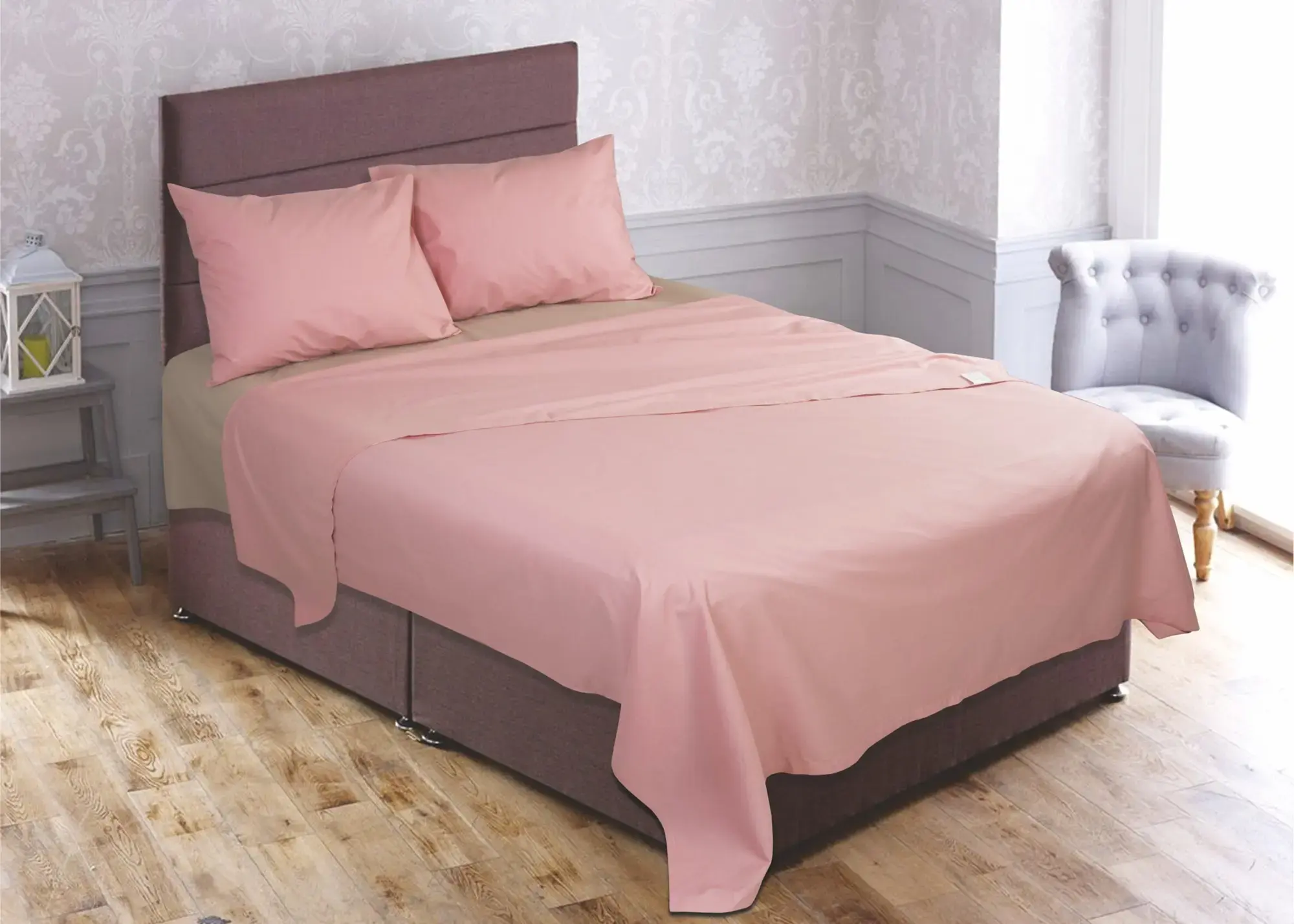 Σετ σεντόνια "Rainbow" μονόχρωμα Amethyst-Smoke poly/cotton 144 κλωστών 240x260cm