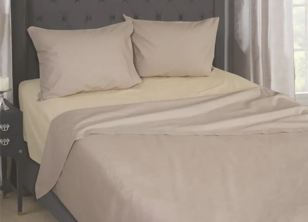 Σετ σεντόνια "Rainbow" μονόχρωμα Smoke-Beige poly/cotton 144 κλωστών 240x260cm