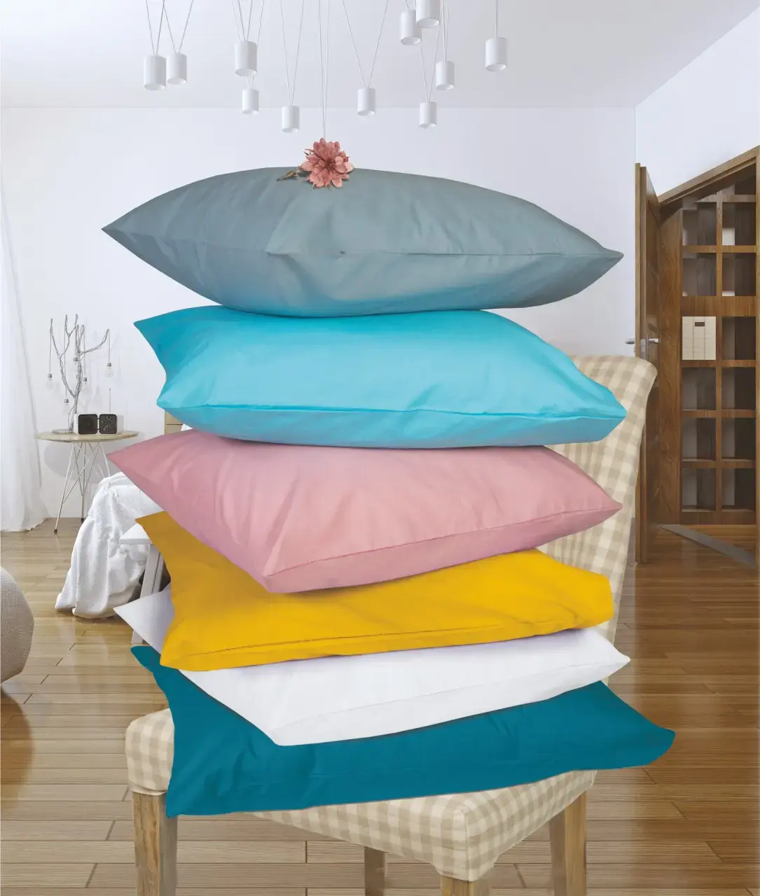 Μαξιλαροθήκες μονόχρωμες Σχ.Rainbow 52x72cm poly/cotton 144 κλωστών Blue