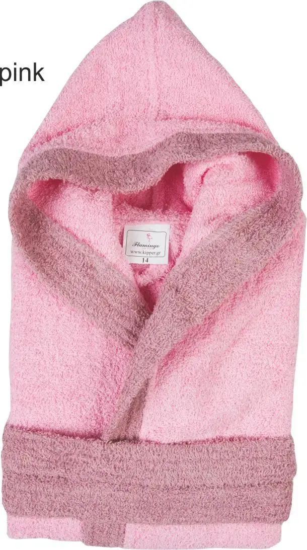 Μπουρνούζι παιδικό Σχ.Junior δίχρωμο βαμβακερό Pink Νο 14