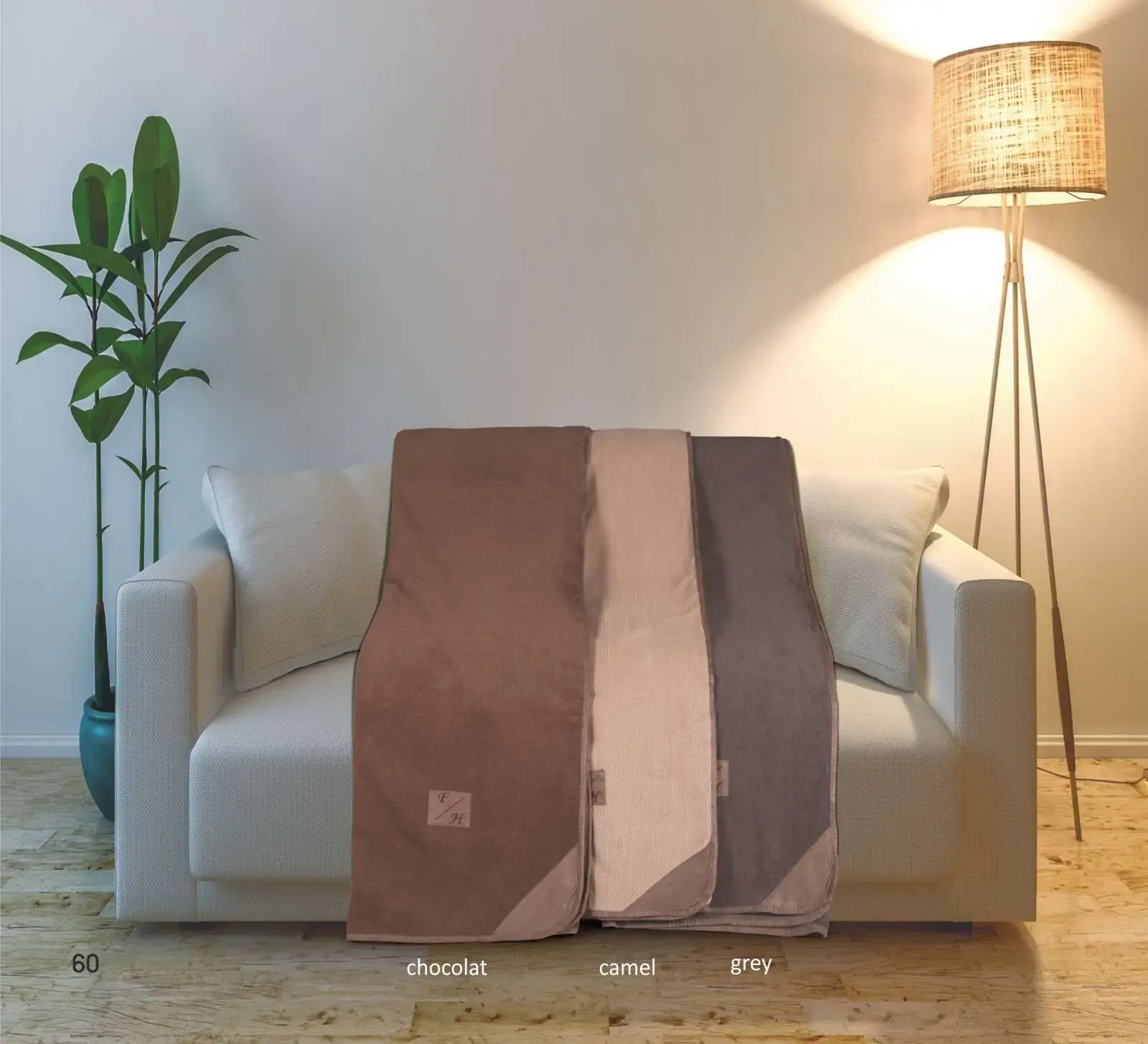Ριχτάρια Σχ.Country super soft suede γωνίες 100% πολ Grey 170x300cm