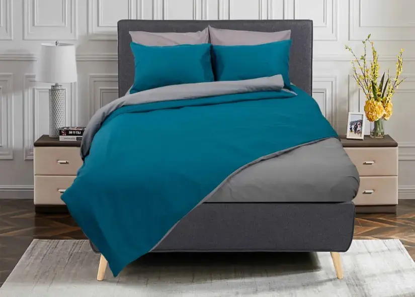 Σετ παπλωματοθήκη Σχ. Rainbow μονόχρωμη poly/cotton 144 κλωστών Emerald 160x240cm