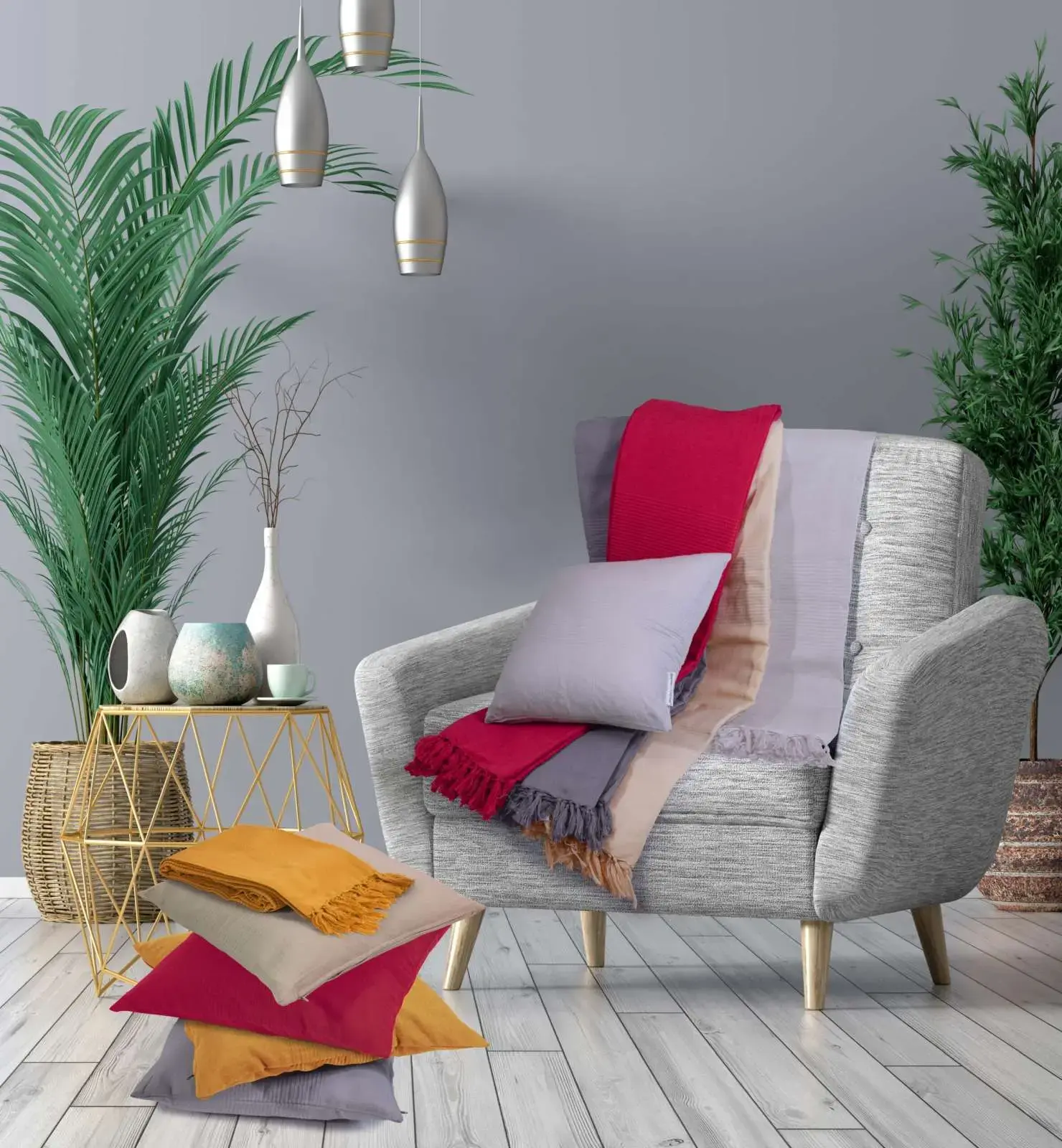 Mαξιλαροθήκη  Σχ.Irma 45x45cm 80% cot-20% pol Red