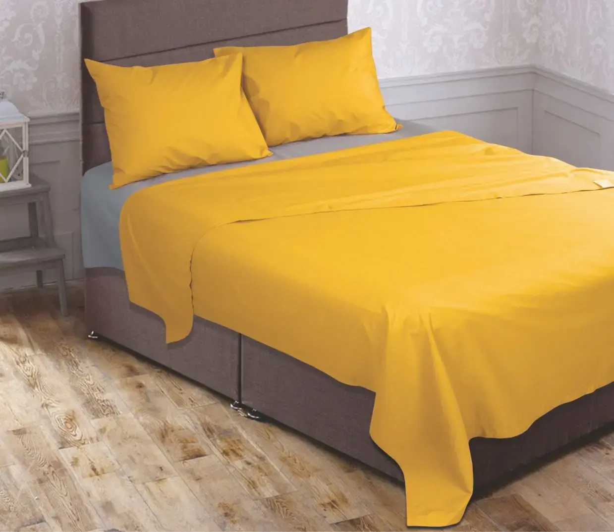Σετ σεντόνια "Rainbow" μονόχρωμα Honey-Grey poly/cotton 144 κλωστών 160x250cm