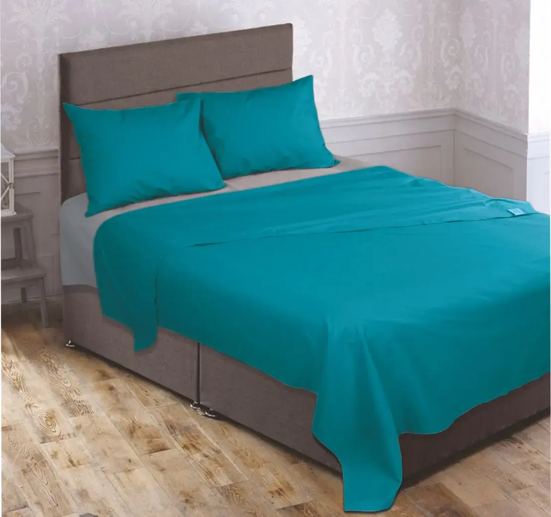 Σετ σεντόνια "Rainbow" μονόχρωμα Emerald-Grey poly/cotton 144 κλωστών 240x260cm