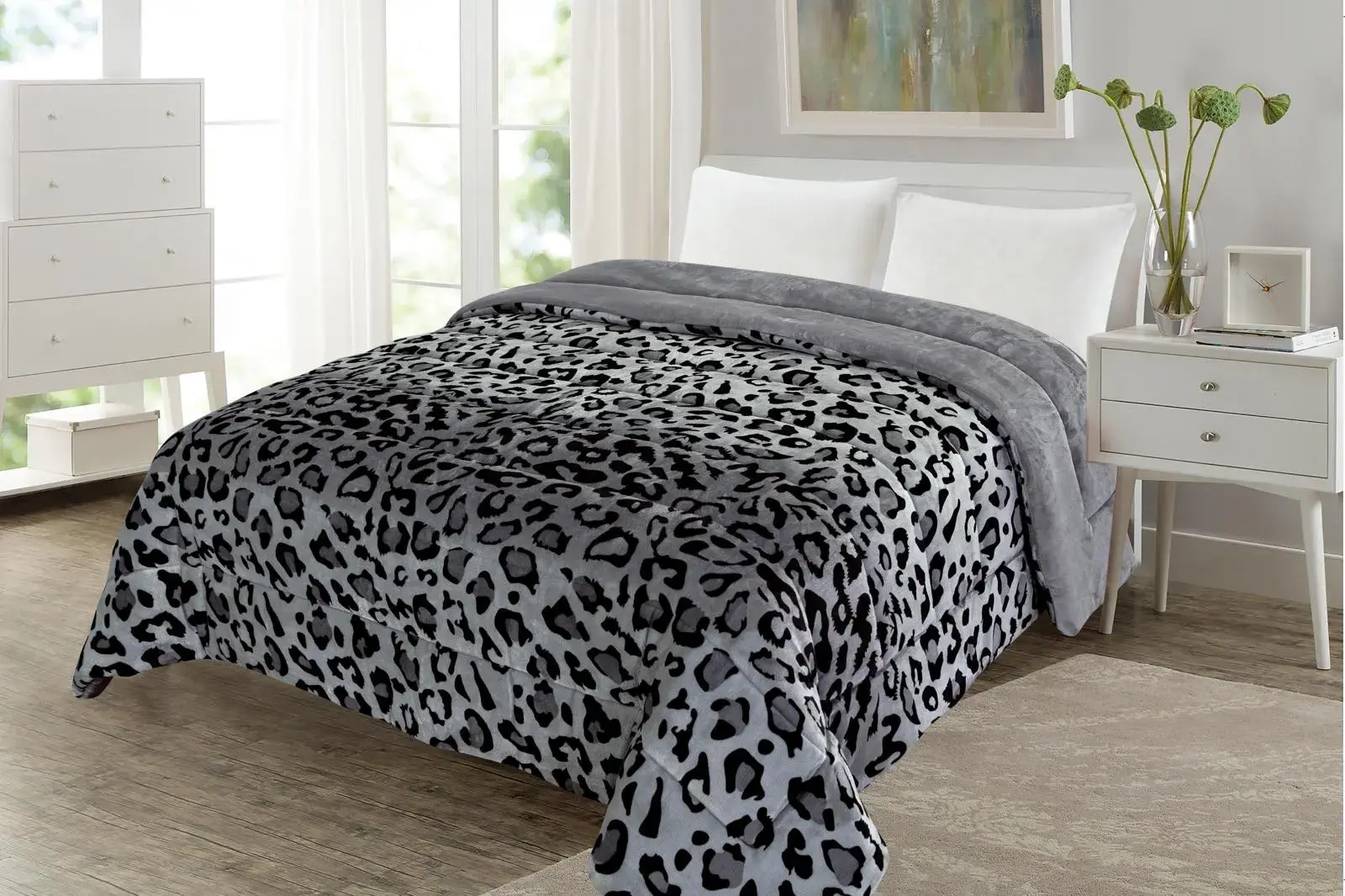 ΚΟΥΒΕΡΤΟΠΑΠΛΩΜΑ 220x240εκ. LEOPAR GREY-BLACK