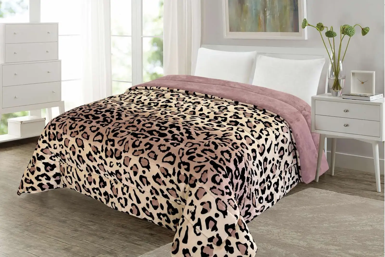 ΚΟΥΒΕΡΤΟΠΑΠΛΩΜΑ 220x240εκ. LEOPAR BEIGE