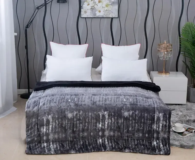 ΚΟΥΒΕΡΤΟΠΑΠΛΩΜΑ 210x230εκ. RAIN GREY BLACK