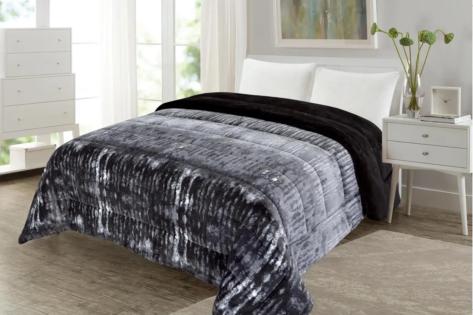ΚΟΥΒΕΡΤΟΠΑΠΛΩΜΑ 160x220εκ. RAIN GREY BLACK