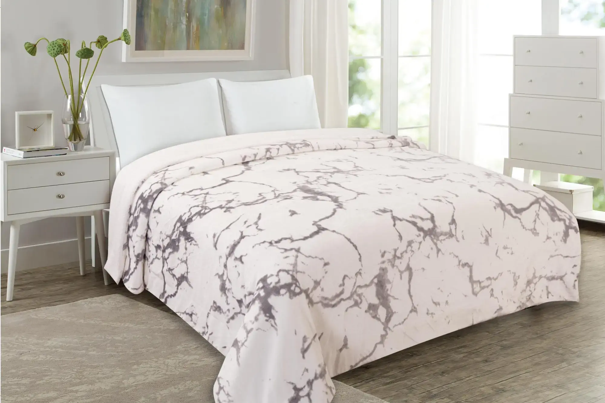 ΚΟΥΒΕΡΤΑ SHERPA 160x220εκ. MARBLE WHITE