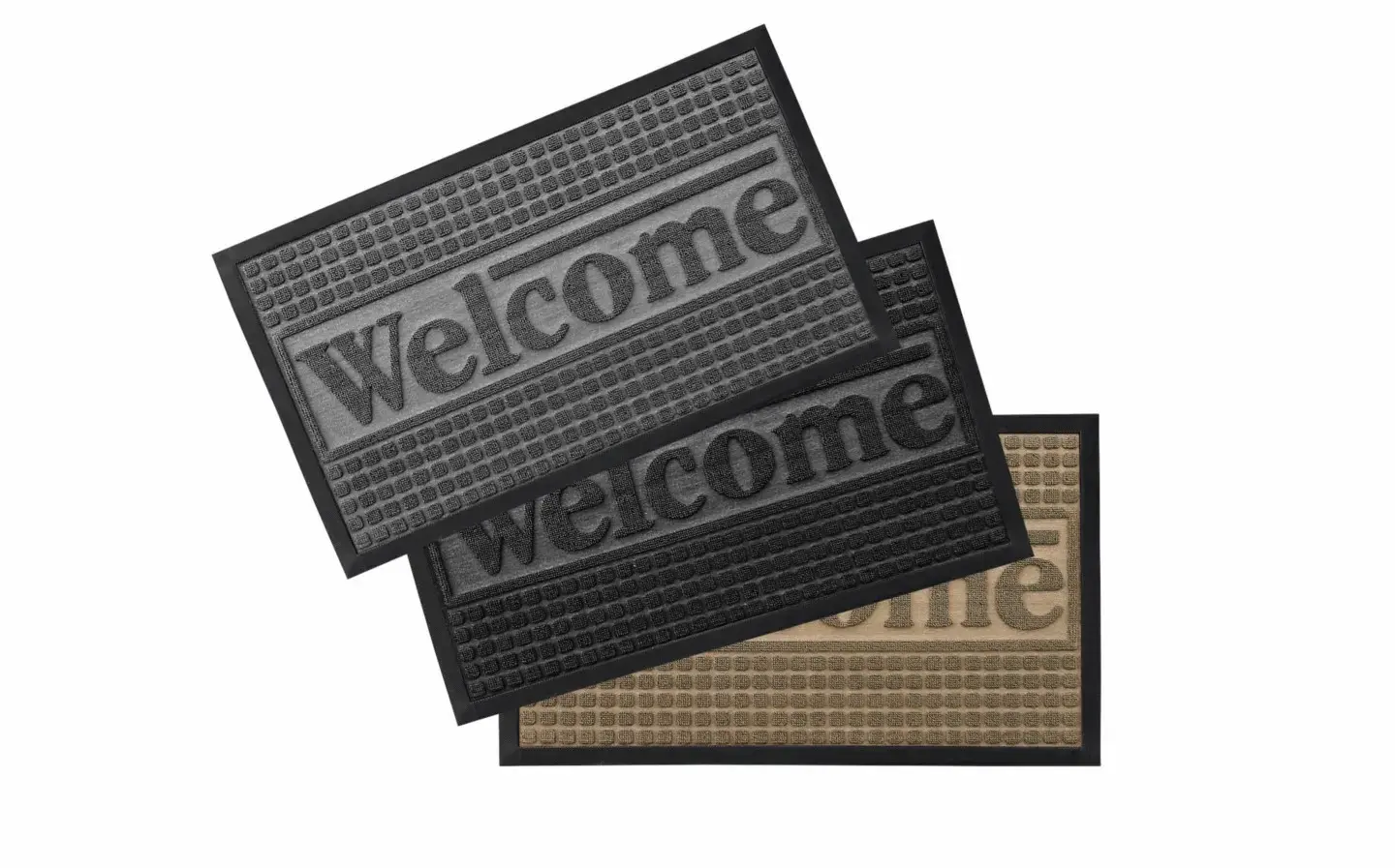 Πατάκι εξώπορτας ανάγλυφο Σχ.Welcome 1 45Χ75cm 100% polypropylene Dark Grey