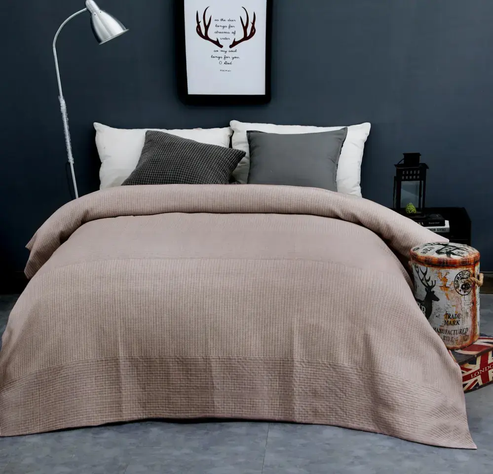 Κουβέρτα βαμβακερή μονόχρωμη beige 220x240cm