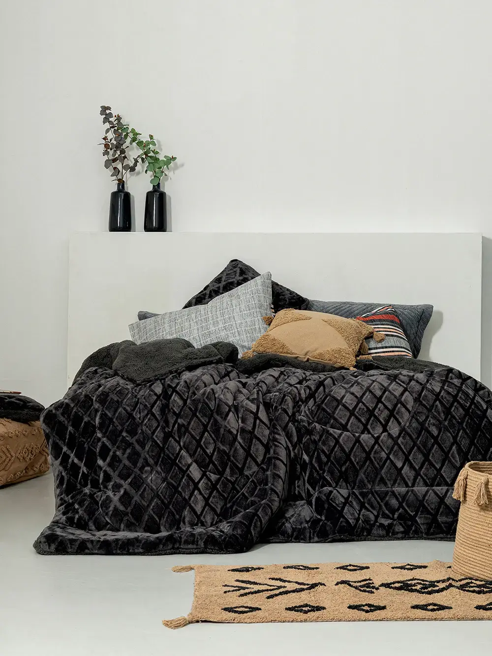 Κουβερτοπάπλωμα Υπέρδιπλο 220x240 NADINE/3 COAL