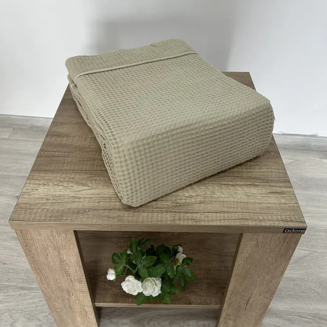 Κουβέρτα πικέ μονόχρωμη 100% cotton 240x260εκ. BEIGE