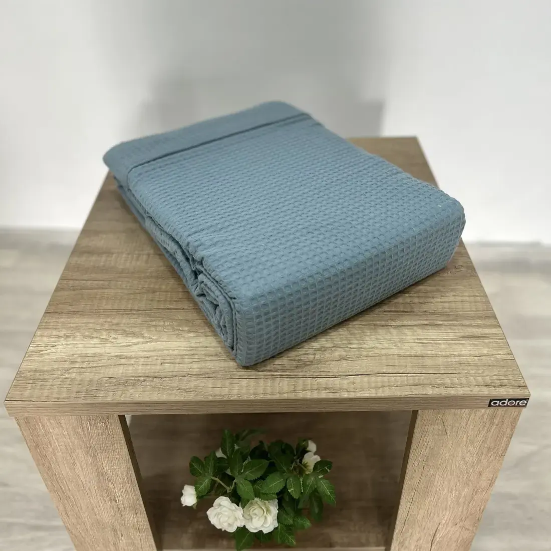 Κουβέρτα πικέ μονόχρωμη 100% cotton 240x260εκ. DENIM