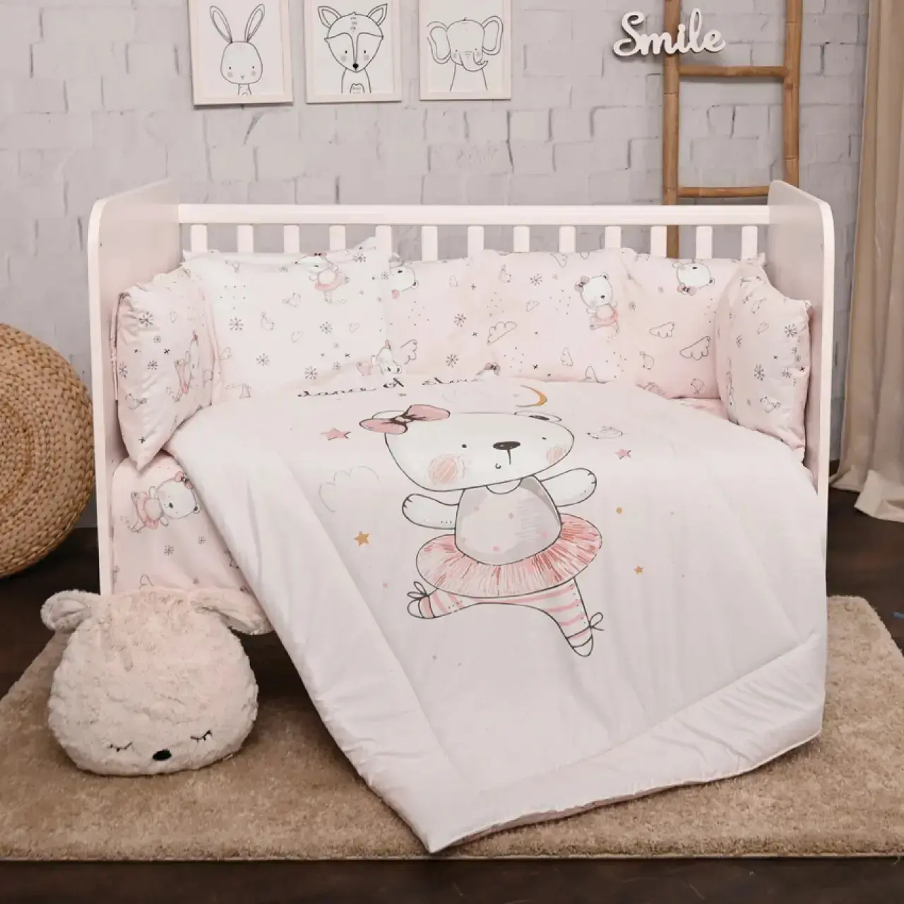 SET 5 PCS-4 ROUND PS.RANFORCE PINK BALLERINA BEAR
