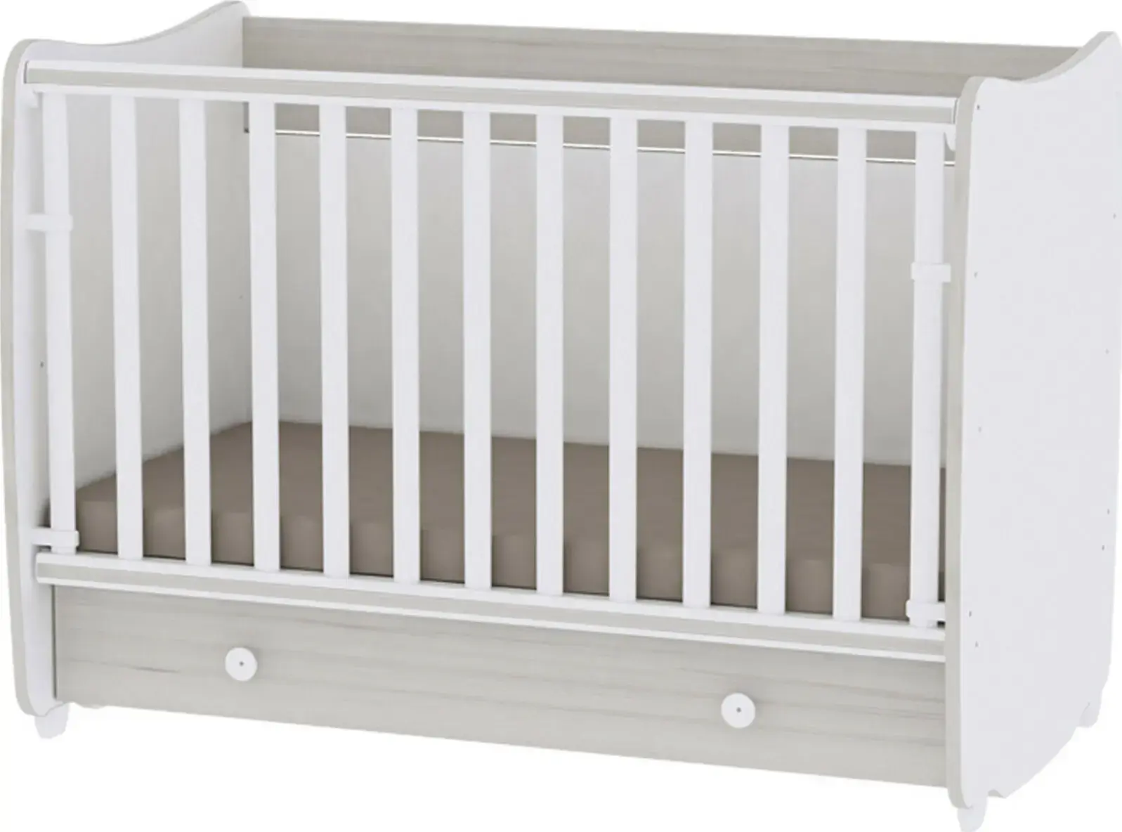 BED DREAM  60/120 WHITE/LIGHT OAK NEW