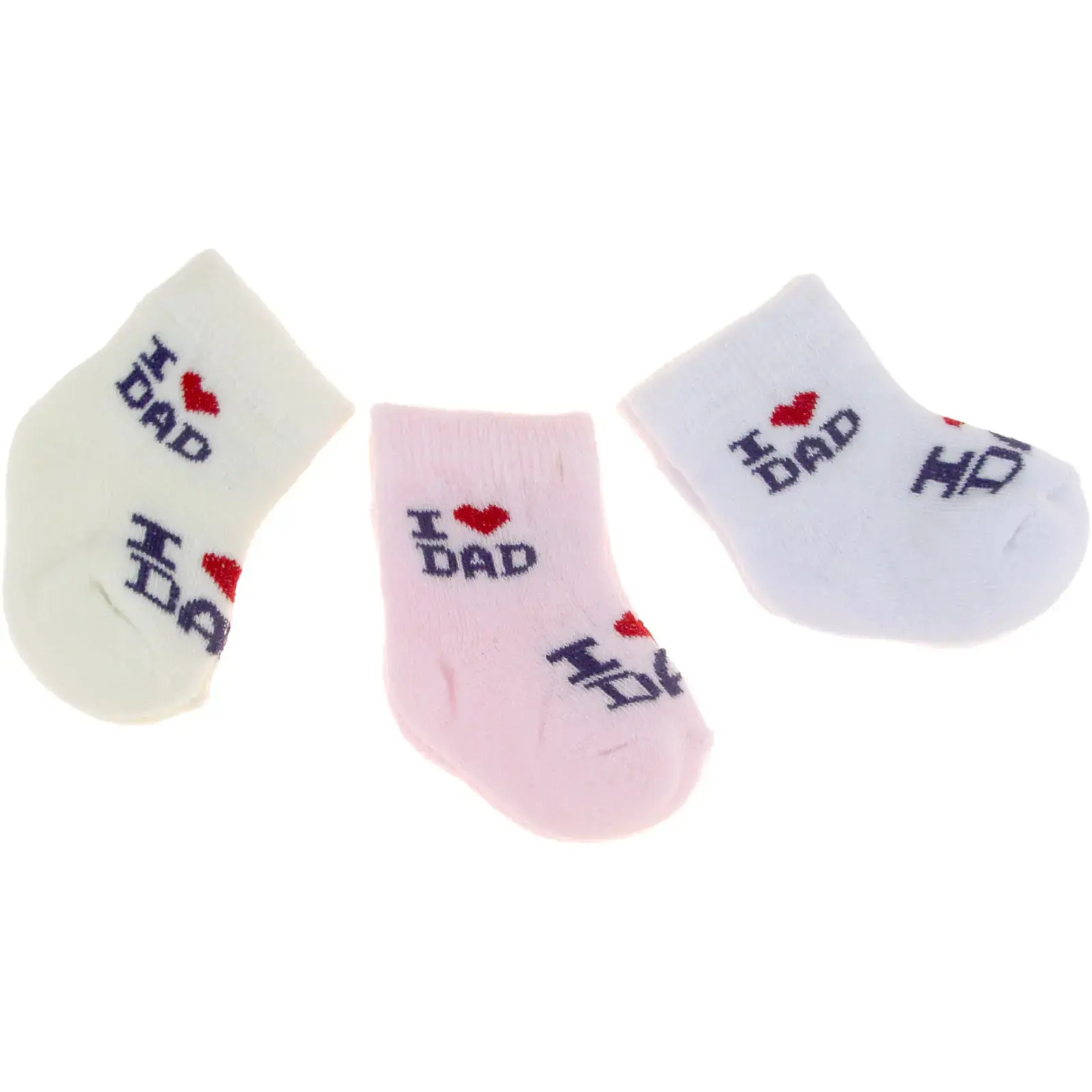 Βρεφικές καλτσούλες τριών τεμαχίων «I Love Dad» 0-3 μηνών