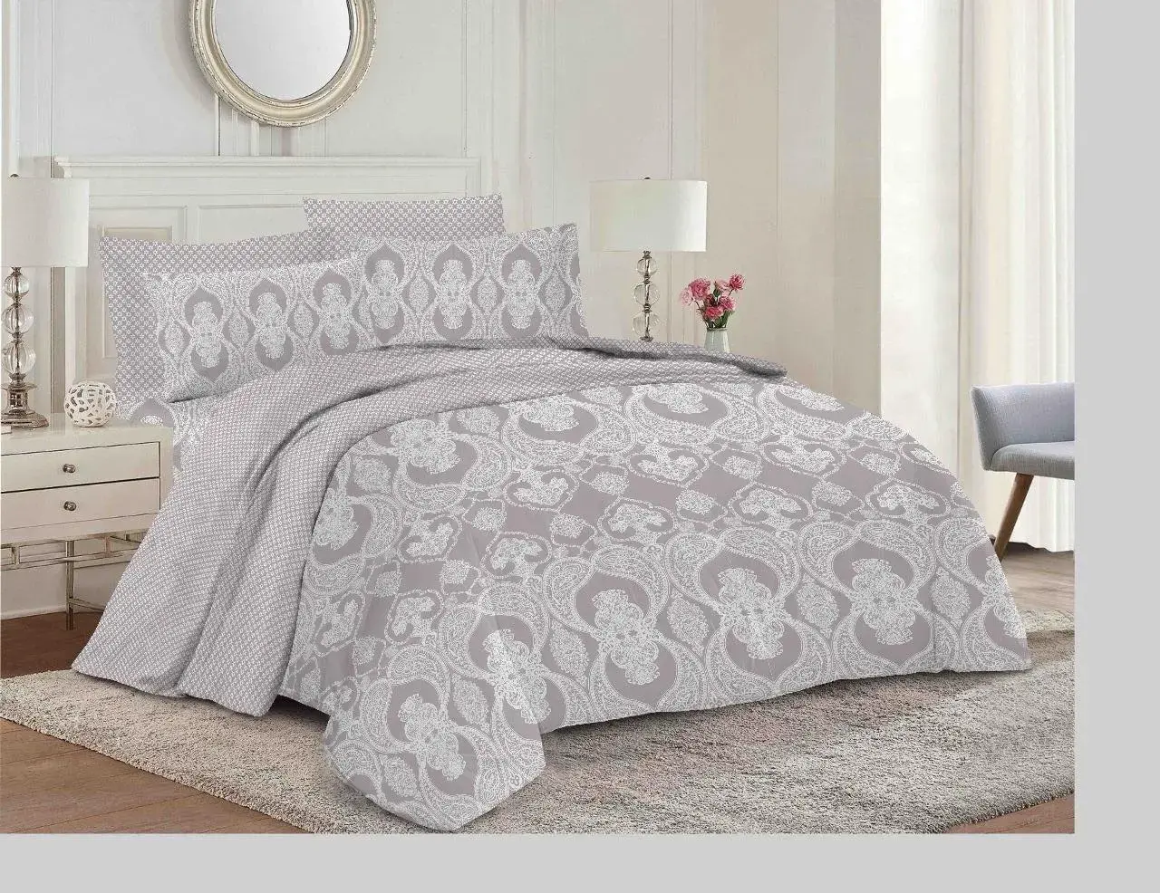 Πάπλωμα Υπέρδιπλο 220x240εκ. classic grey Εμπριμέ