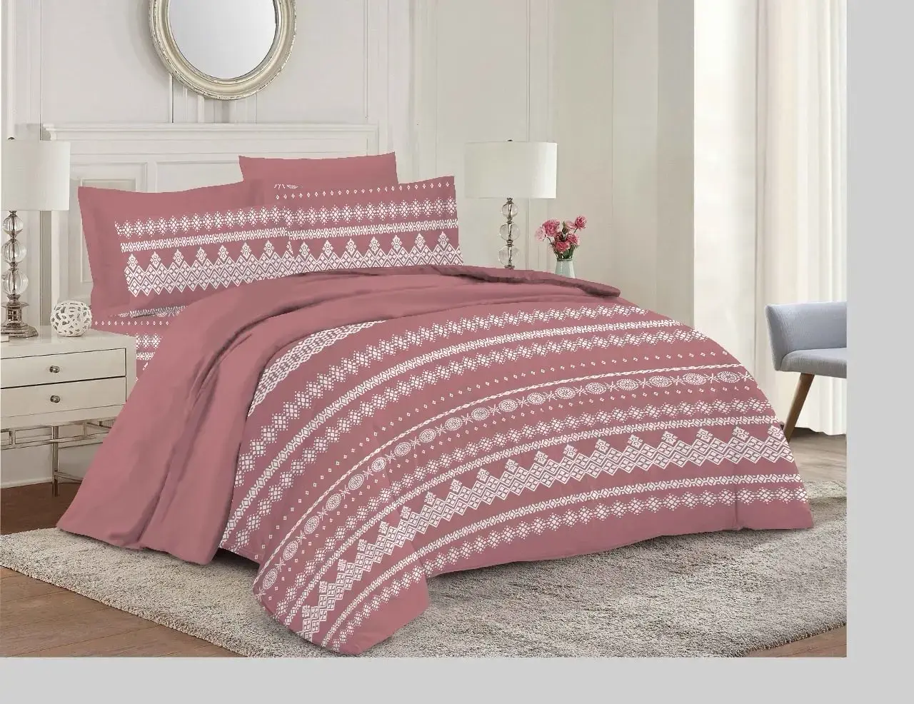 Πάπλωμα Υπέρδιπλο 220x240εκ. ethnic bordo Εμπριμέ
