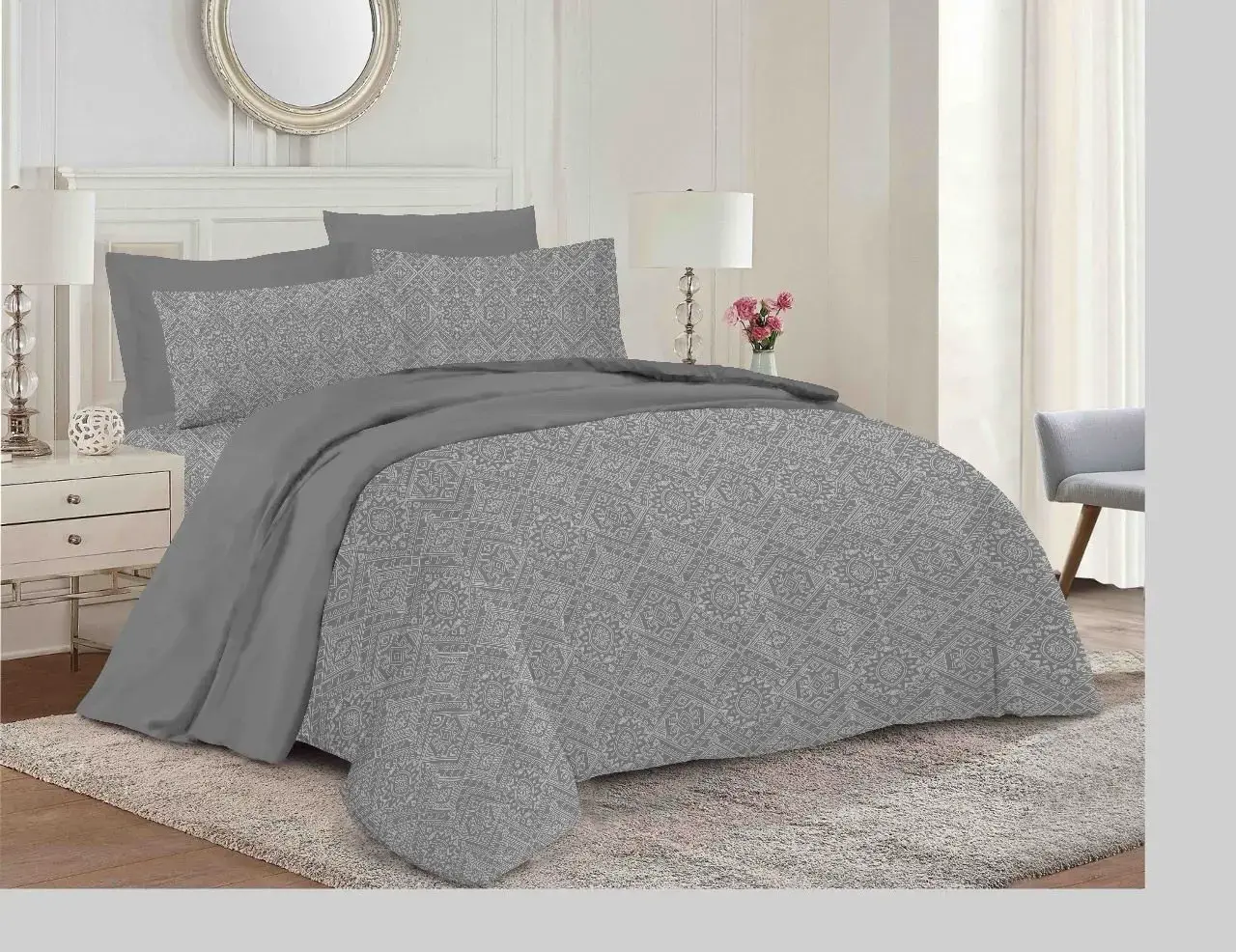 Πάπλωμα Υπέρδιπλο 220x240εκ. honor grey Εμπριμέ
