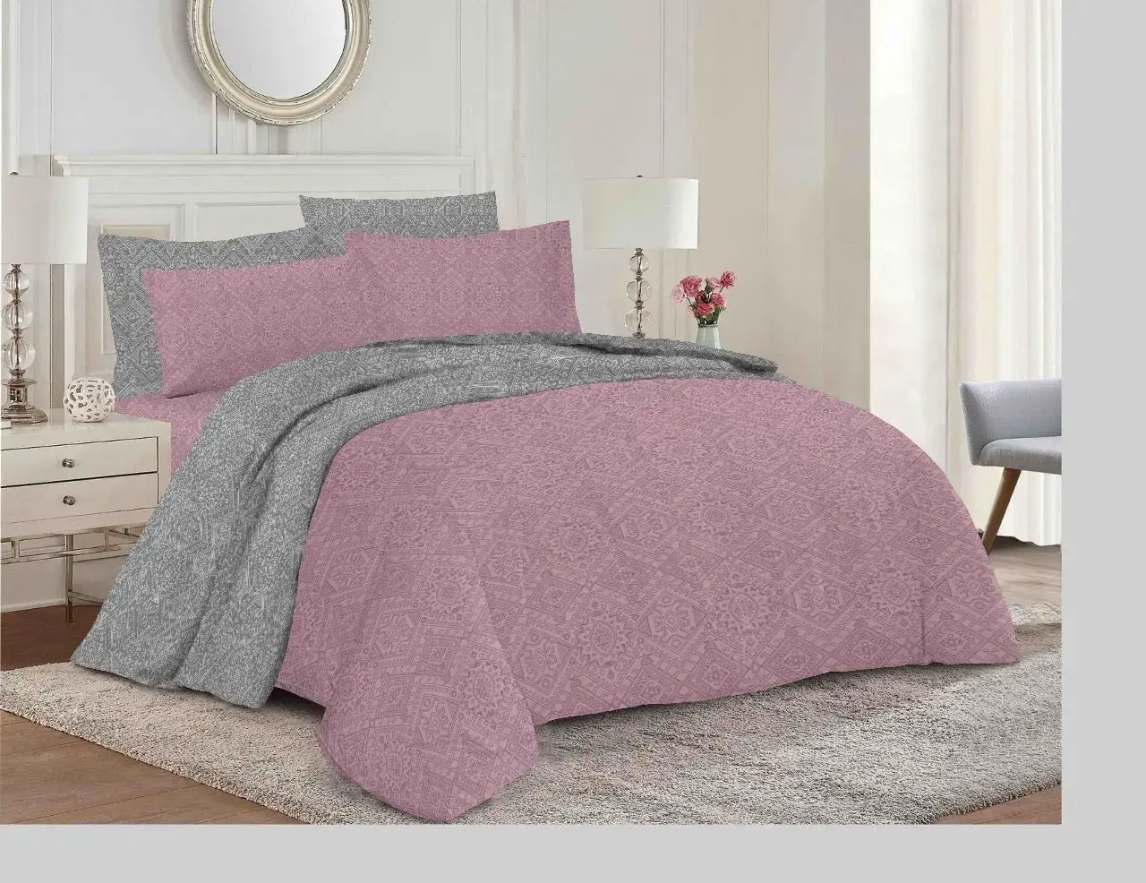 Πάπλωμα Υπέρδιπλο 220x240εκ. honor mauve Εμπριμέ