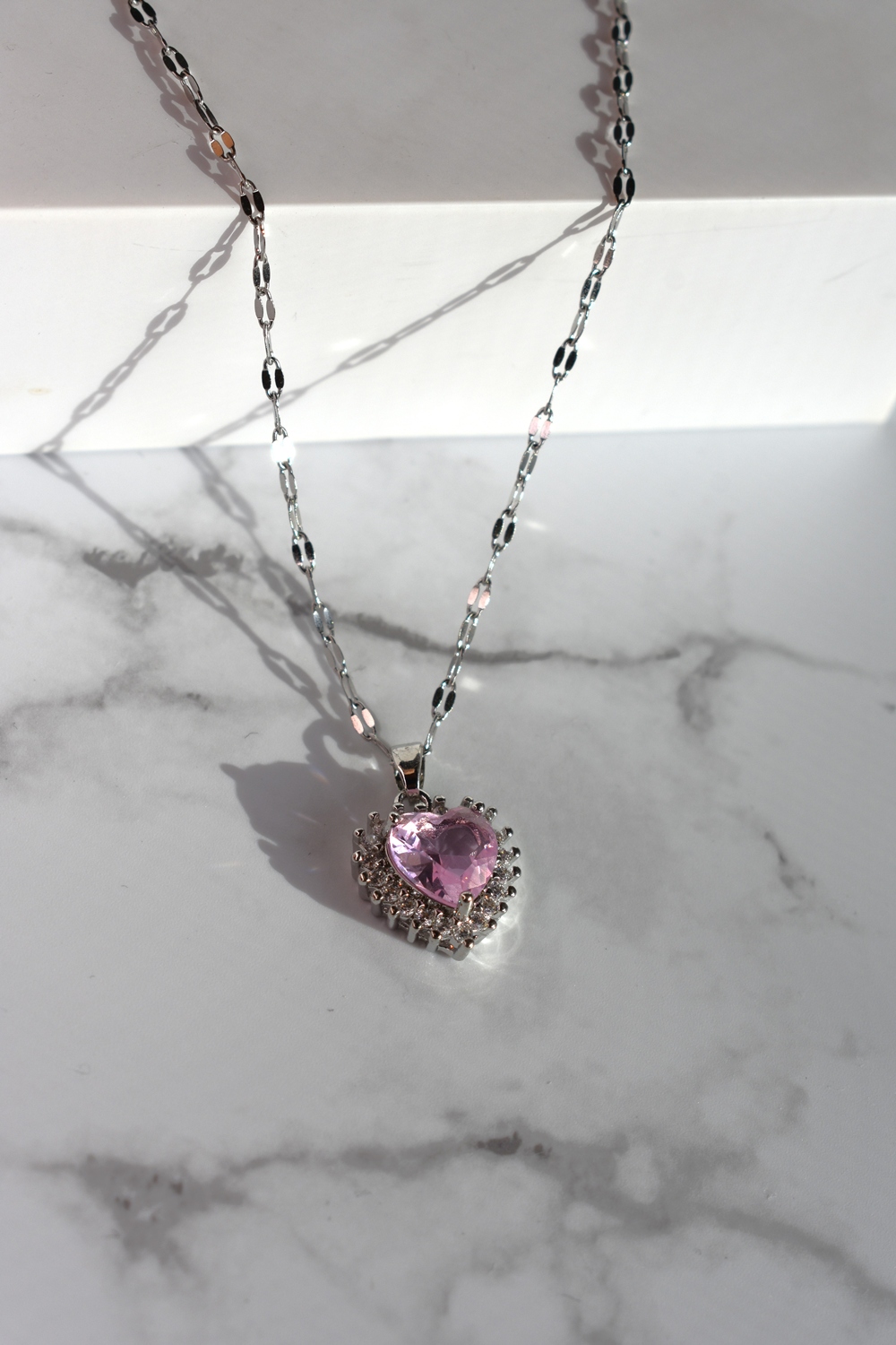 Γυναικείο Κολιέ Καρδιά Ασημί από Ανοξείδωτο Ατσάλι με Μωβ Ζιργκόν