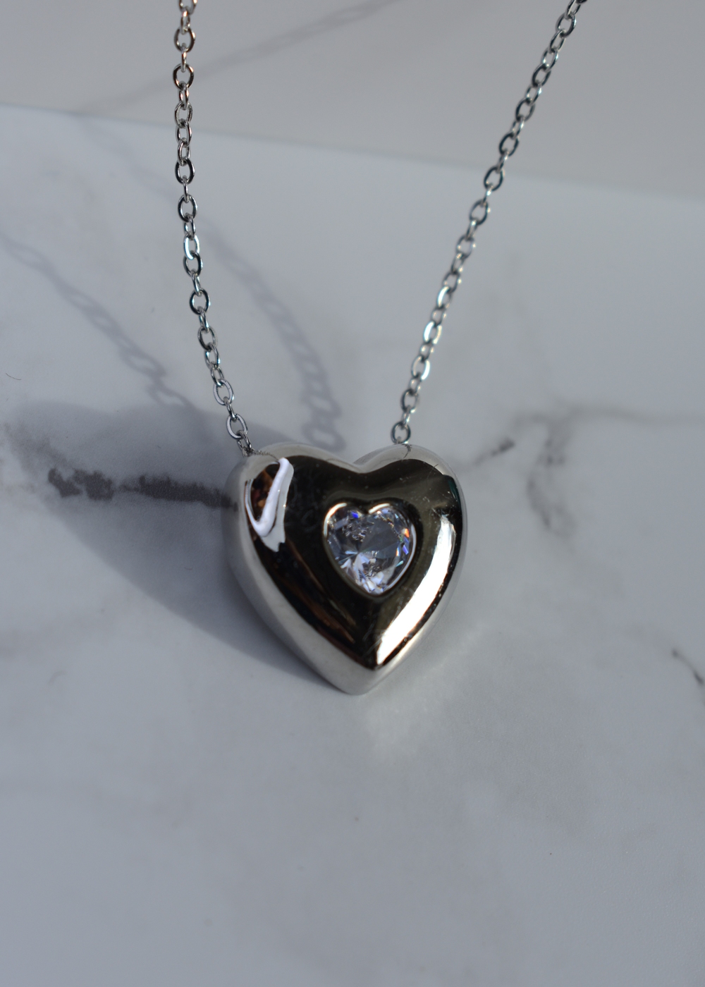 Γυναικείο Κολιέ Καρδιά Ασημί από Ανοξείδωτο Ατσάλι με Ζιργκόν