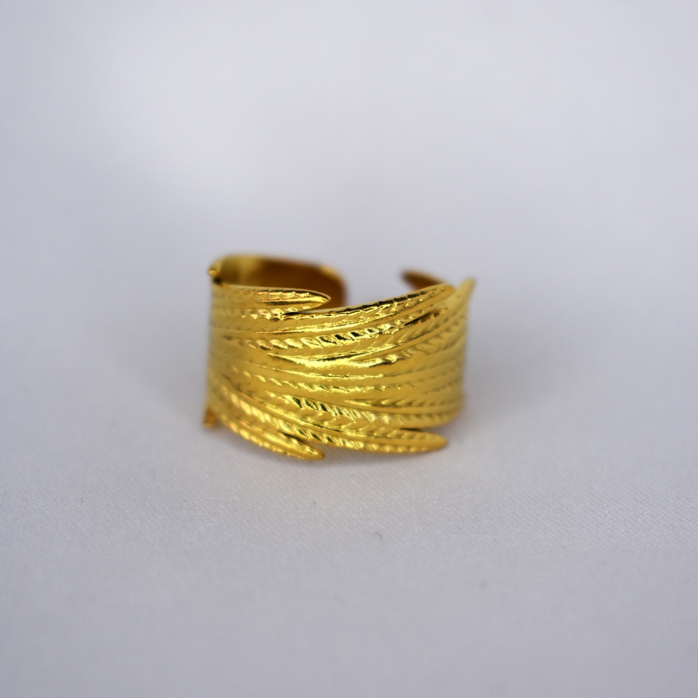 Γυναικείο Ανοιγόμενο Δαχτυλίδι Φτερό από Επιχρυσωμένο 18Κ Ανοξείδωτο Ατσάλι Χρυσό