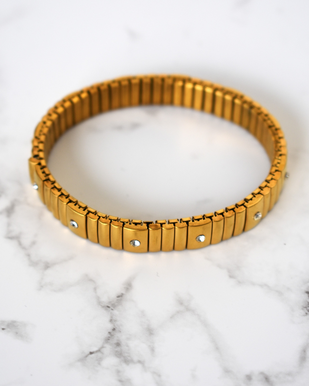 Γυναικείο Χρυσό Βραχιόλι από Ανοξείδωτο Ατσάλι με Κρυσταλλάκια Ζιργκόν