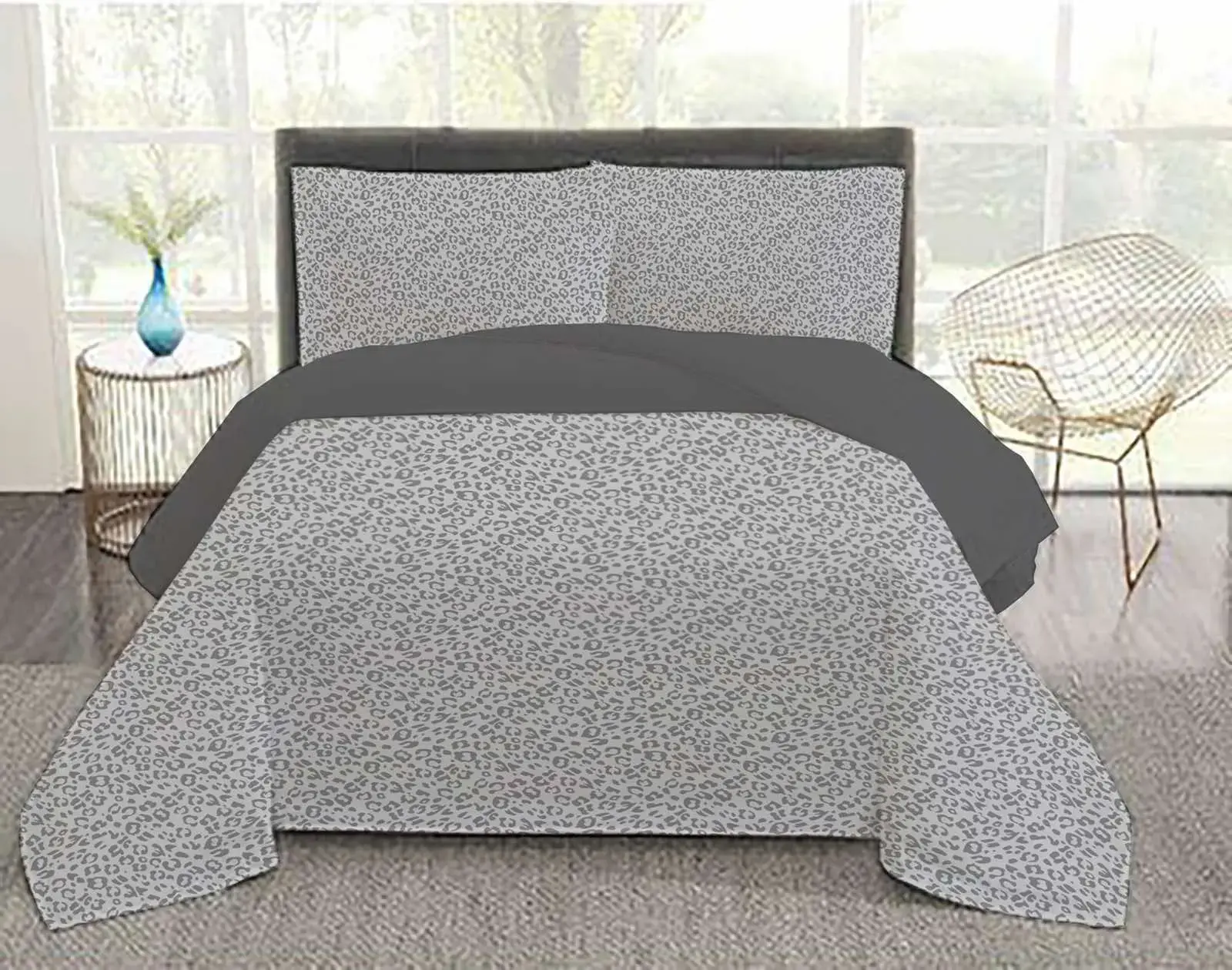 Σετ Σεντόνια Leopar Grey Υπέρδιπλα 220X260εκ.