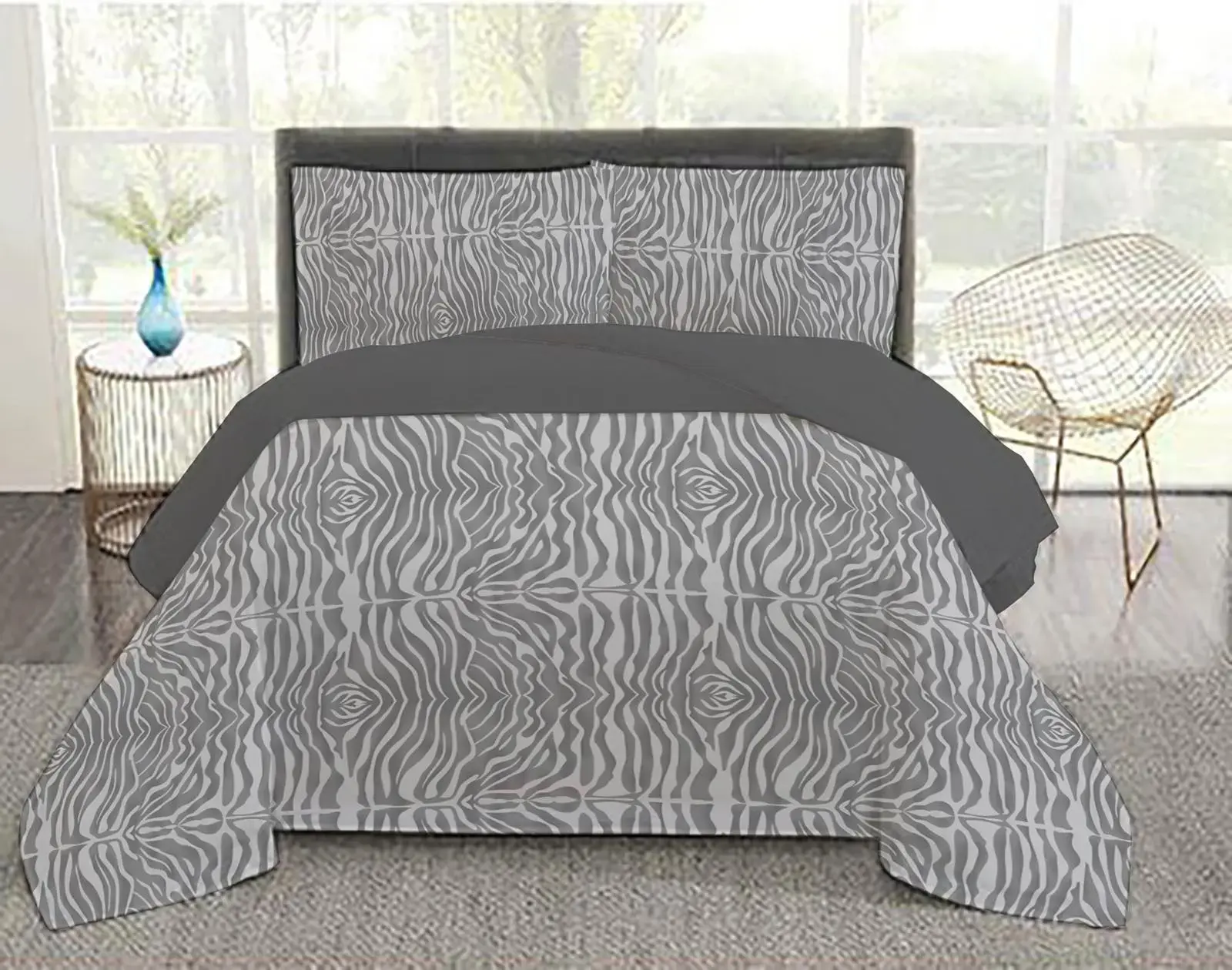Σετ παπλωματοθήκη Zebra Grey 220x240εκ.