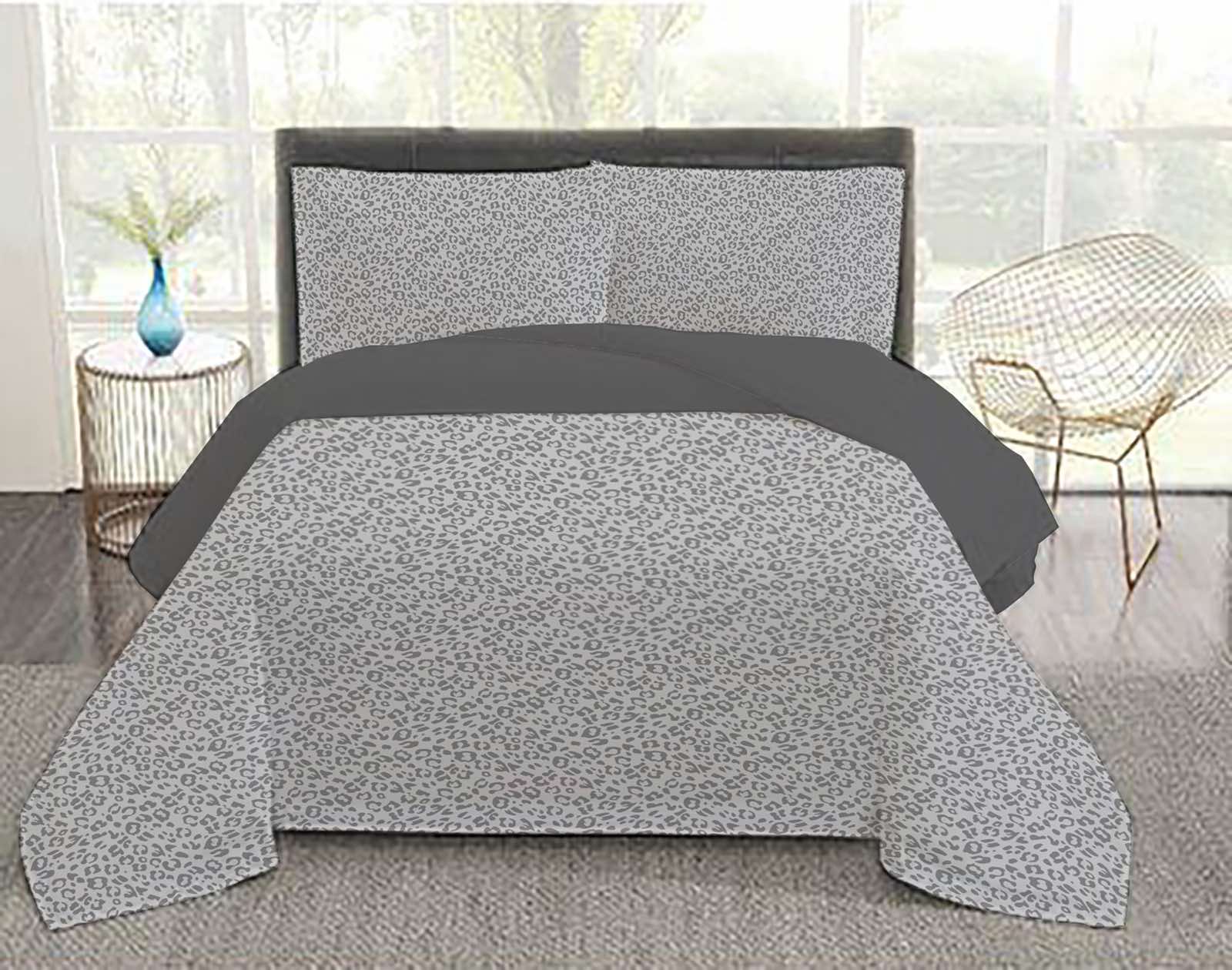 Σετ παπλωματοθήκη Leopar Grey 220x240εκ.