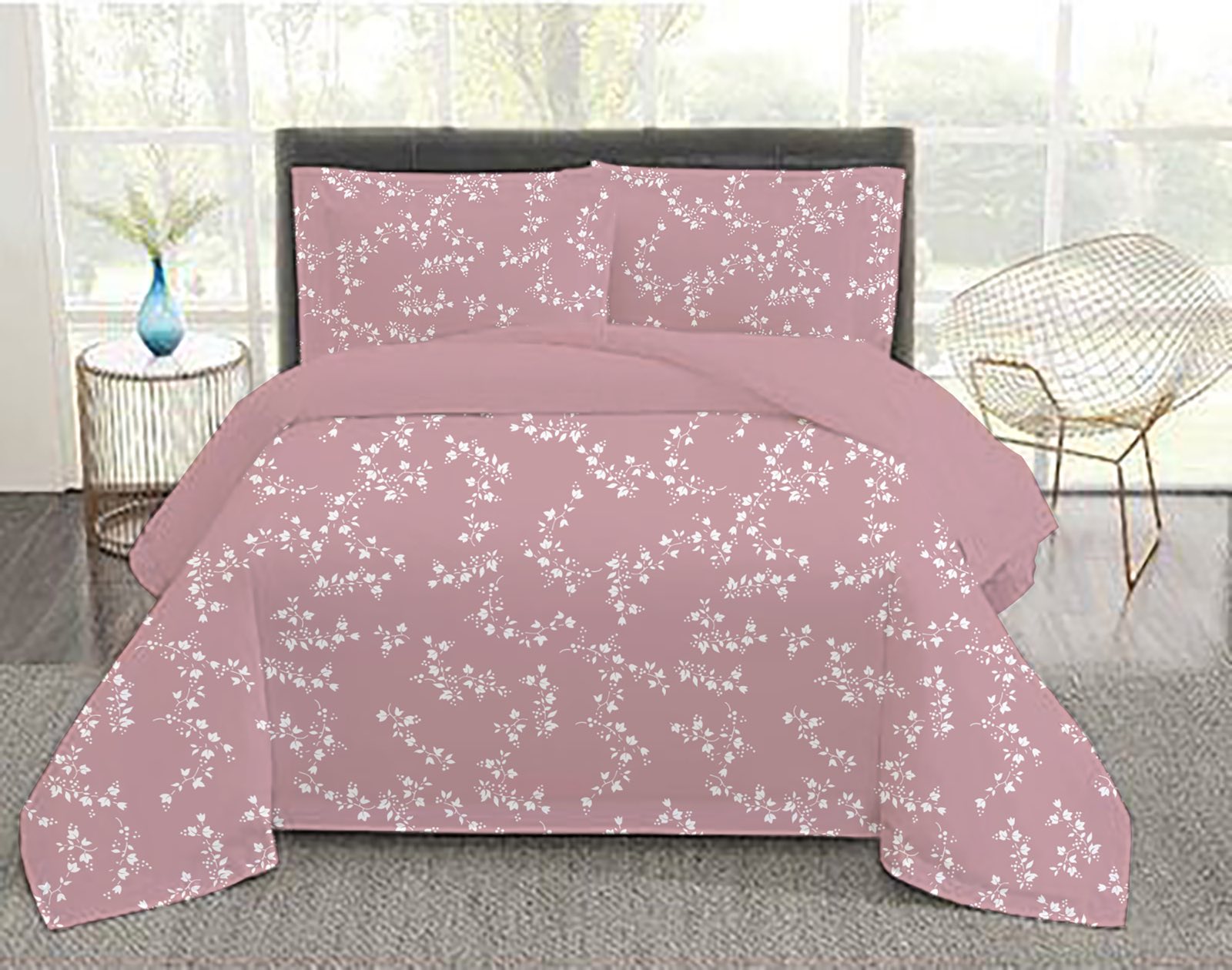 Σετ παπλωματοθήκη Flora Rose 220x240εκ.