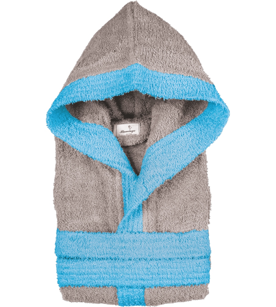 Μπουρνούζι παιδικό Σχ.Junior δίχρωμο βαμβακερό γκρι/γαλάζιο Νο 10